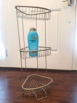 3 Tier Shelf Metal Floor Caddy for Bathroom Shower and Bath Storage