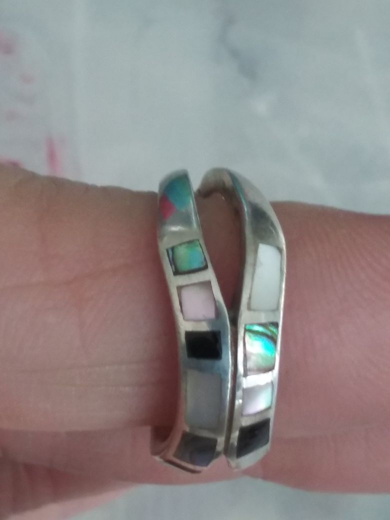 VTG.STERLING SILVER 925 INLAID ABALONE RING SZ6
