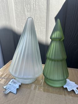 Christmas trees with lights