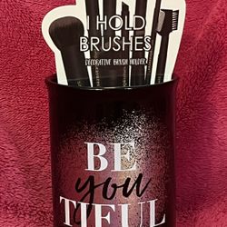 BE YOU TIFUL Stoneware 5” Tall Cosmetic Make Up Brush Holder NEW in Box!