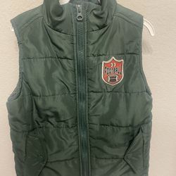 Boys Football Themed Green Puffer Vest, Size 3T
