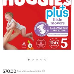 Size 5 Diapers Huggies Plus 156ct