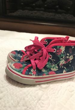 Little girls high tops floral sneakers