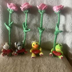 Pink Rose Plus With I Love You Keychains