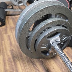 Standard 1 inch Grip weight Plates 480 lbs plus Barbell & Dumbbell Handles