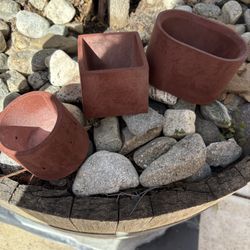 Small Plant pots - Dark Red lightweight Concrete
