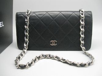 Chanel Black Caviar Leather CC Long Full Flap Bag Wallet