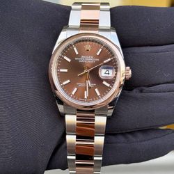 Brand New  Rolex Datejust 36mm 126201 Chocolate dial Two tone Rose Gold Oyster bracelet Full Set box and card May 28 2025