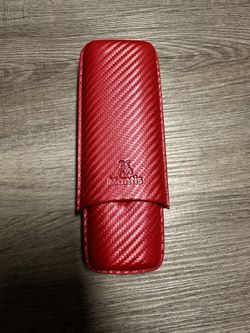 Mantis Red Leather, Two Count Cigar Case New