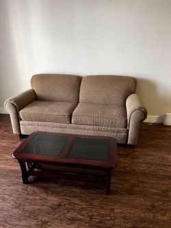 Tan Fabric Loveseat Sofa