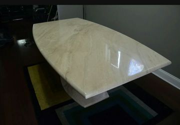 Ivory travertine made in ITALY marked MIC dinning table