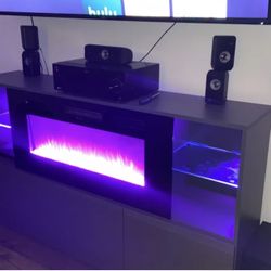 MOVING SALE!!! $350 OBO Entertainment Center, With A built In Fireplace 