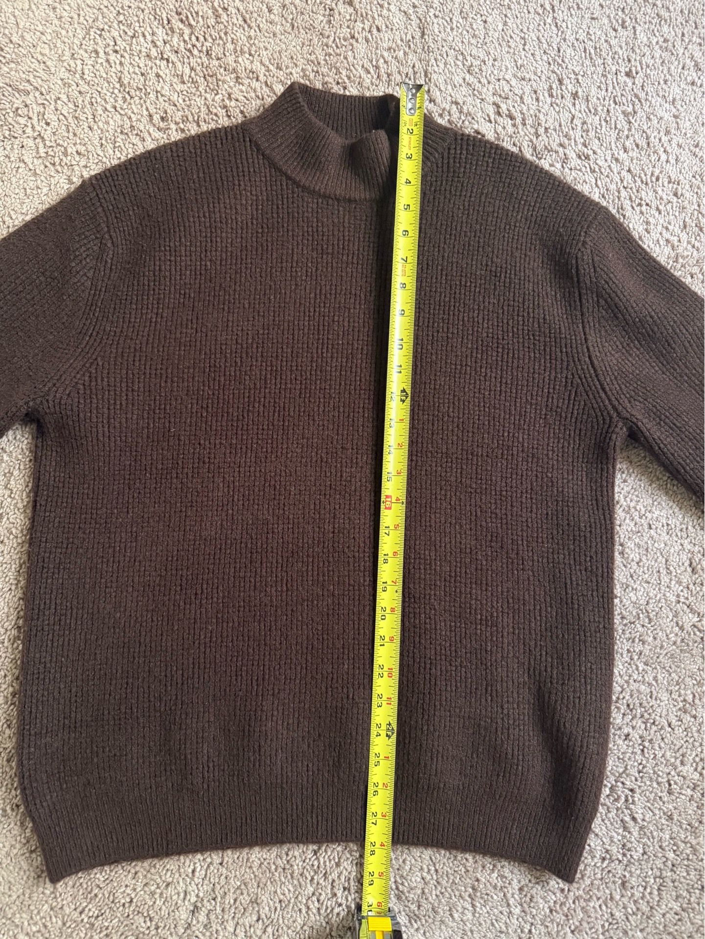 Zara Men’s Wool Mixed Knit Sweater Size M Brown Crew Neck Pullover Casual Soft