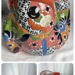 🐒 Rare Large Talavera Koi Fish Tropical Mexican Pottery Ceramic Planter 19” 🐒