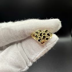 Solid 10K Yellow Gold Heart Nugget Ring 