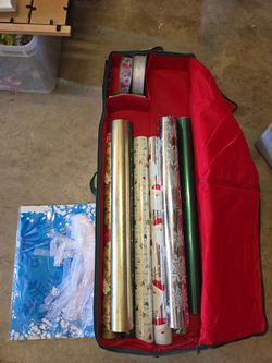 Christmas Wrapping Paper Storage Bag with Supplies