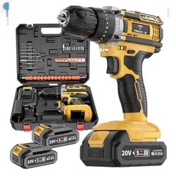 Electric Drill Set, 2XBattery-powered Tool Box Set, Portable Hand Tool Box, Home Project