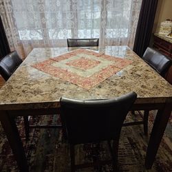 Available: Counter Height Marble Dinning Table And 6 Chairs