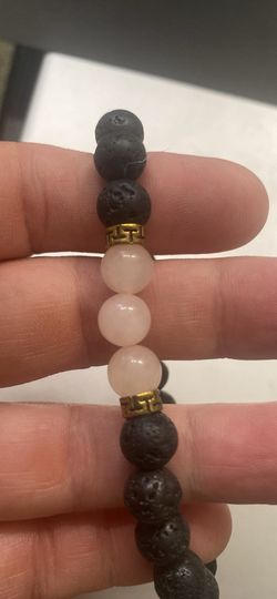 Lava beads with rose quartz bracelet