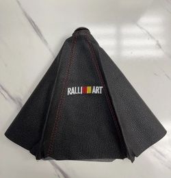 Brand New Universal Ralliart Leather PVC Red Stitching Leather Gear Manual Shifter Shift Knob Boot Cover