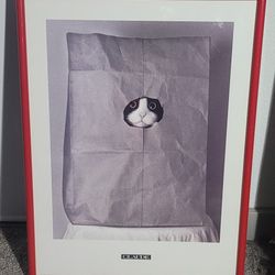 1994 Randy Moravec "Claude" Poster .. Cat in a Paper Bag .. 18" x 24" Framed