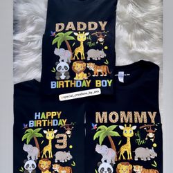 Custom made safari theme family birthday shirts 🥳🦒