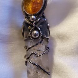 2.75" Amber Crystal Vintage Pendant