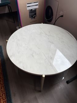 White Marble Gold & Glass Table