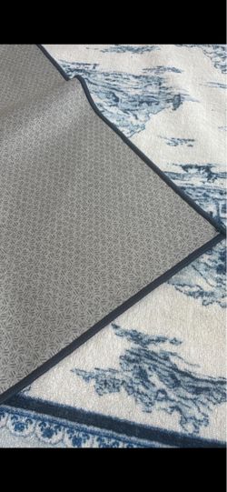 Blue and Cream Abstract Area Rug