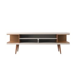 White lacquer mid century modern tv stand