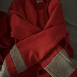 Red And Grey Gap Blazer With Matching New York And Company Skirt