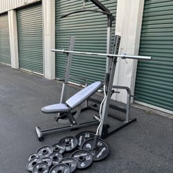 Nautilus Squat Rack Weights Bar Bench 