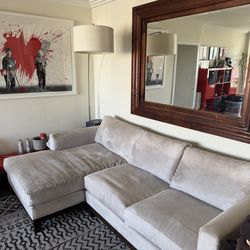 Modern L-Shape Sleeper Sectional Suede Pull-Out Bed