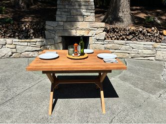 Teak wood patio dining picnic table