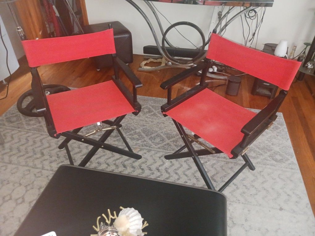 2 Red Directors Chairs