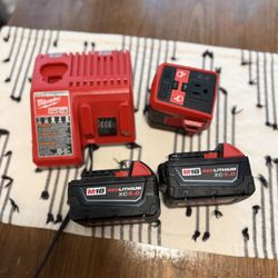 Milwaukee M18 5.0 Battery (2) Charger & Top Off
