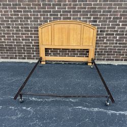 Queen Size Bed Frame with Wooden Headboard
