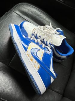 Nike Dunk Low Blue White Gold Star Sneakers