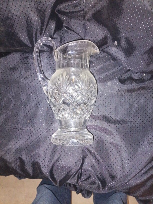 Vintage Crystal Pitcher w/ Pineapple Diamond Design – Heavy and Tall