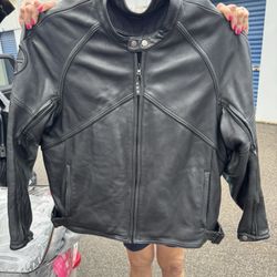 Vintage Yamaha Motorcycle Jacket Mens XXL Genuine Leather Full Zip Pockets 