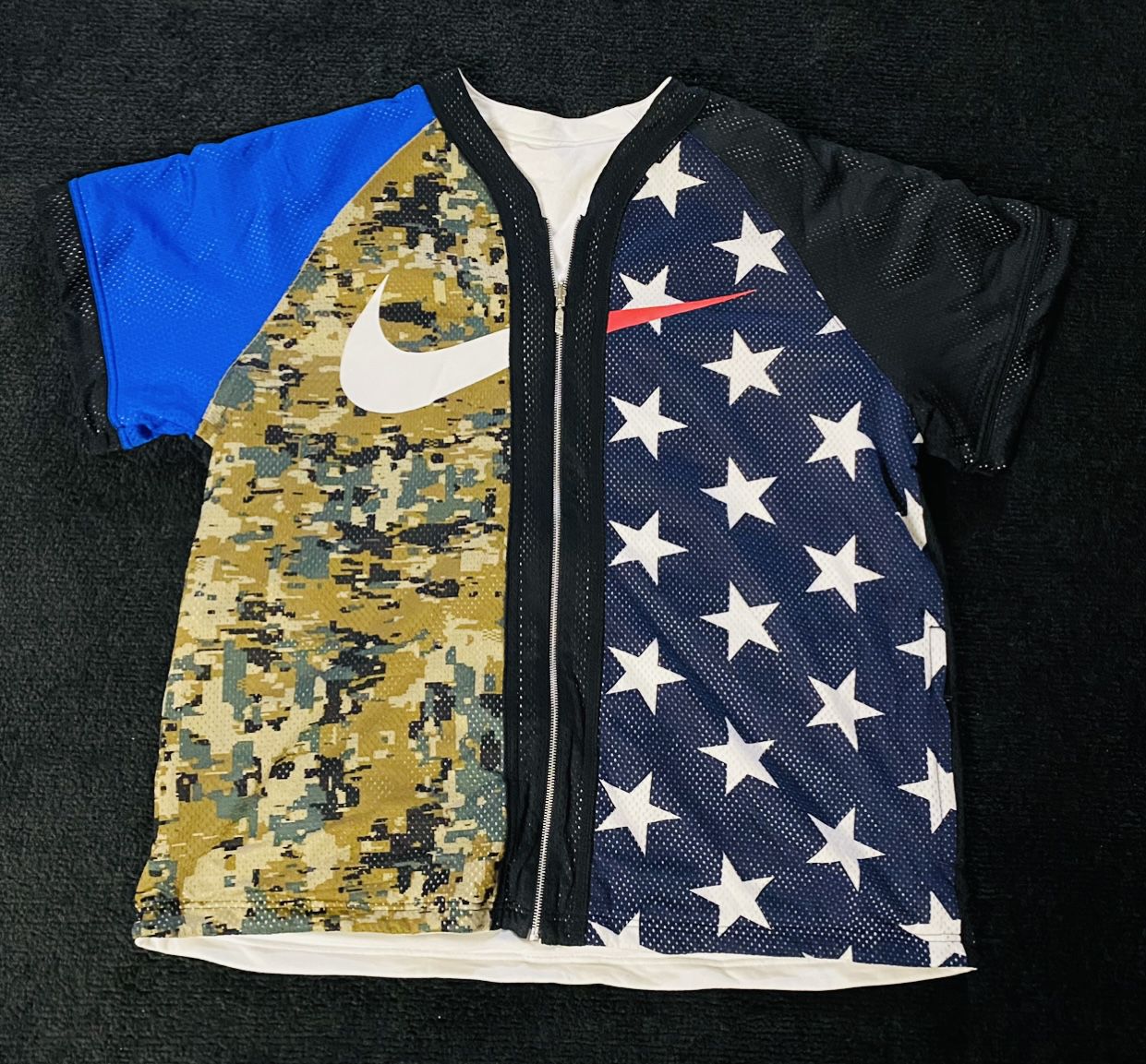 Nike USA/Camo Reversible Baseball Jersey Full Zip Heavyweight Shirt