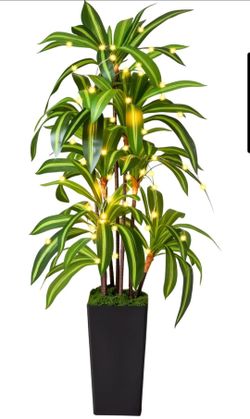 5FT Artificial Dracaena Tree with Planter, Faux Indoor Floor Plant with Lights