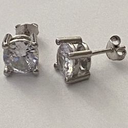 925 Silver 7mm cz earrings cubic zirconia stone stunning