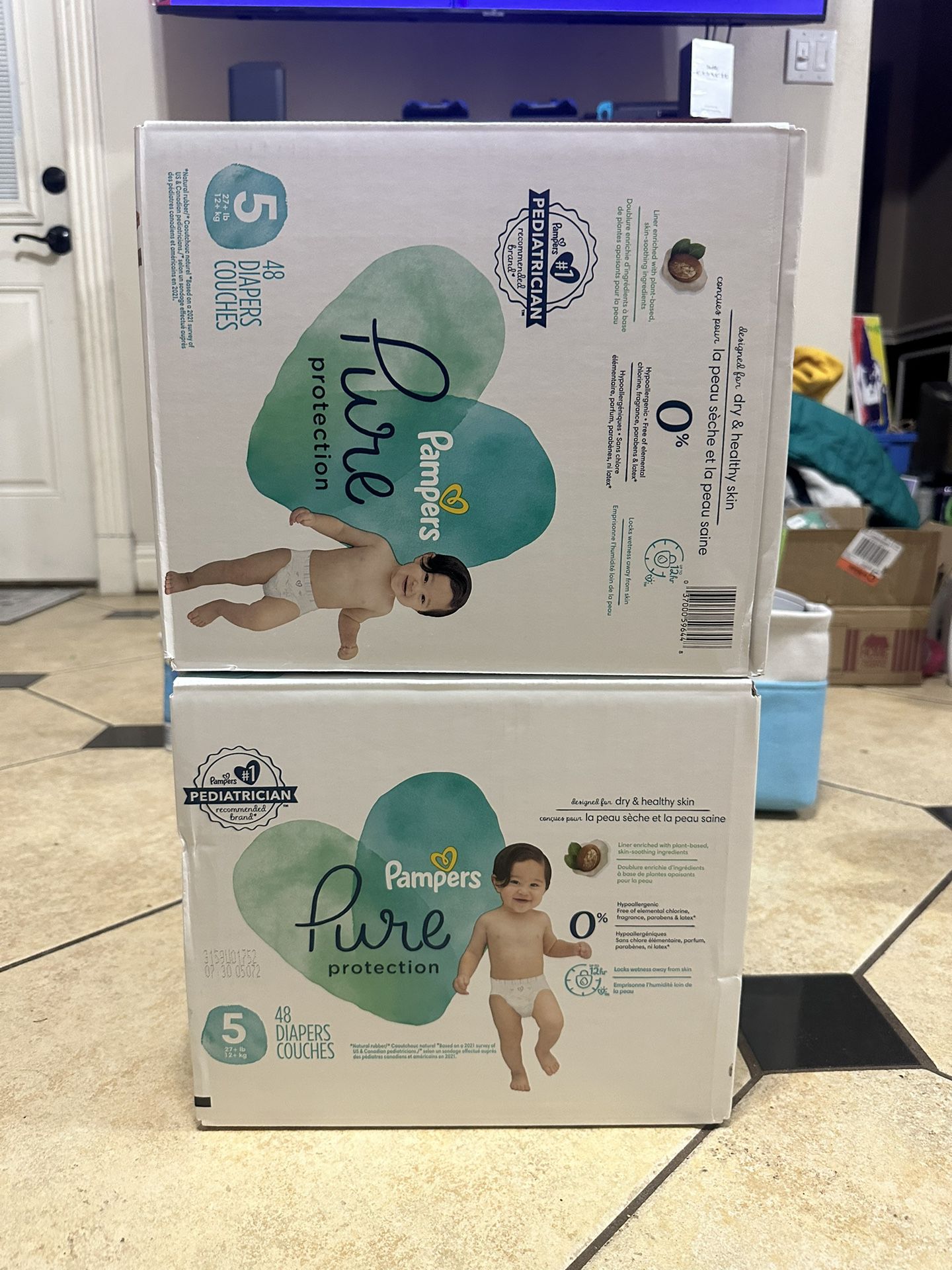 TWO BOXES OR PAMPERS SIZE 5 Pampers Pure $50 Both 