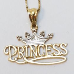 14k Gold Princess Pendant And Necklace 