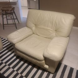 Oversized Leather Chair, Ivory