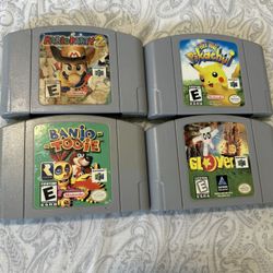 Nintendo 64 Game lot bundle Super mario party 2 banjo tooie pokemon hey you pikachu glover