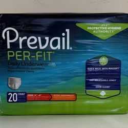 $14 OBO Prevail PER-FIT Daily Underwear (Adult, Medium, 20 count, Extra Absorbency) — New