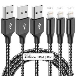 new iPhone Charger,3 Pack 10 FT iPhone Charger Fast Charging Cord Apple MFi Certified Lightning Cable Nylon Braided Compatible with iPhone 14 13 12 11