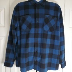 Wrangler Blue Plaid Fleece Button Up Shirt Size Large